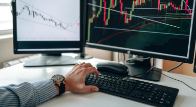 Mano de hombre trabajando sobre ordenador